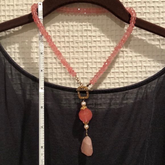 Pink Crystal/Rose Quartz Statement Necklace - Picture 9 of 12